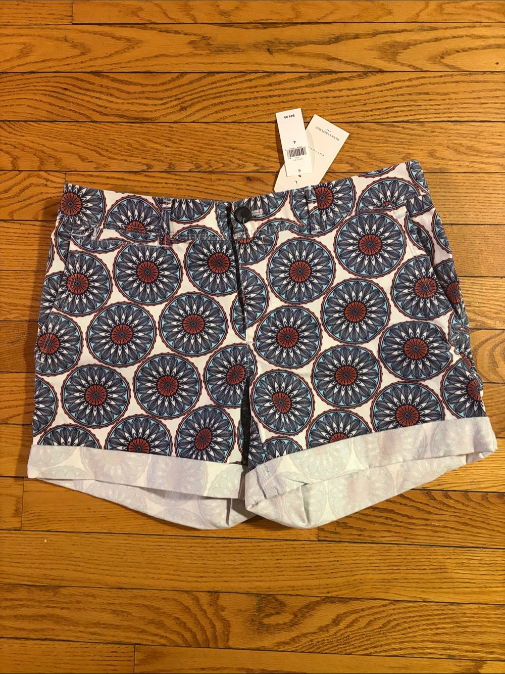 Banana Republic Navy & Rust Circular Medallion Print Shorts